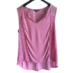 Breathable & Beautiful Mixed Texture Tank Top Lace & Crochet 1X